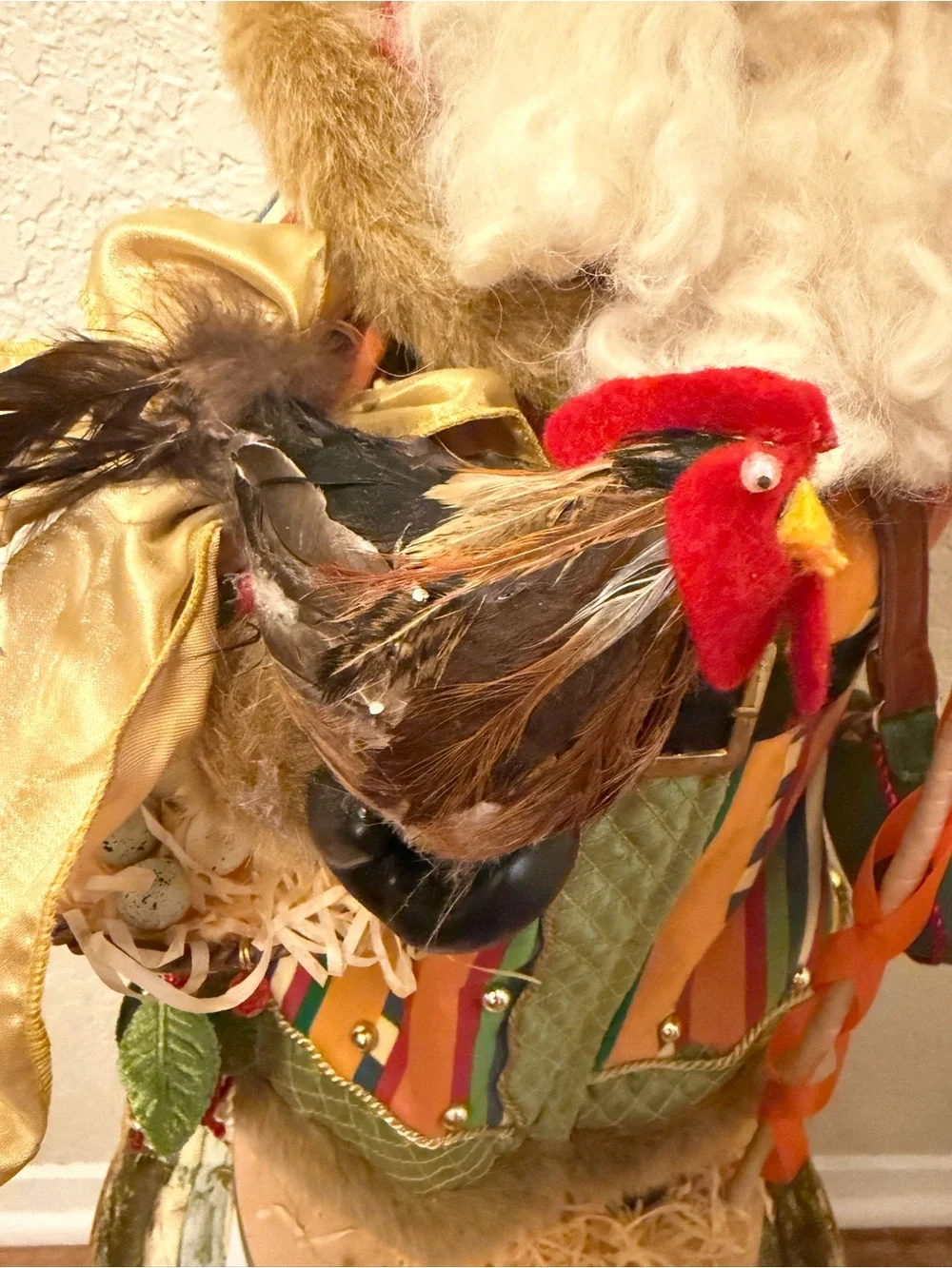 Vintage 1990s Neiman Marcus 24 Inch Santa Figure Chicken Basket Eggs Christmas
